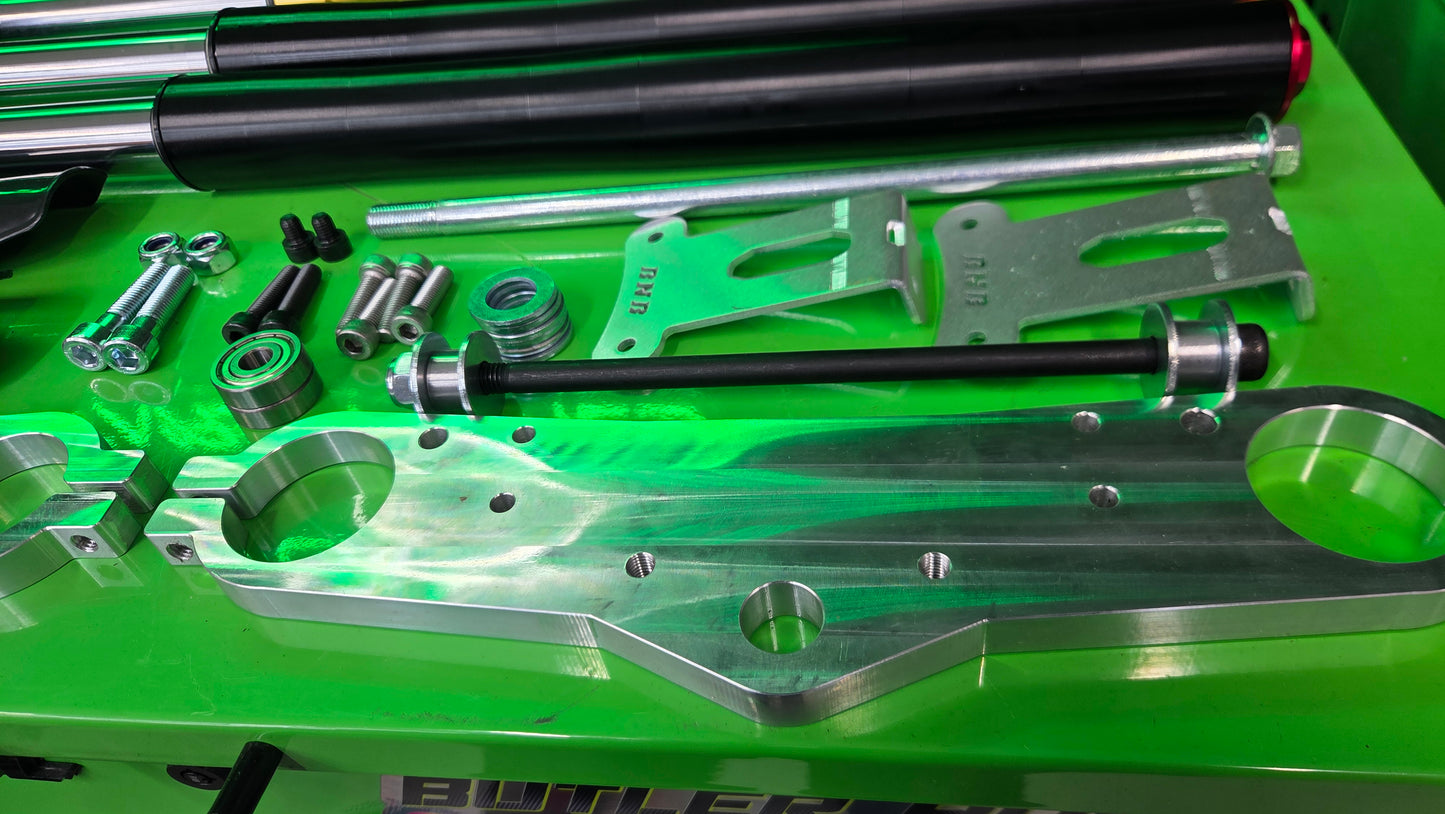 Trailmaster MB200 MB200X Hurricane Inverted Front Suspension Kit W/ Billet CNC Triples